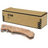 Vue 5 de Couteau de poche en bois Dave avec clip de ceinture