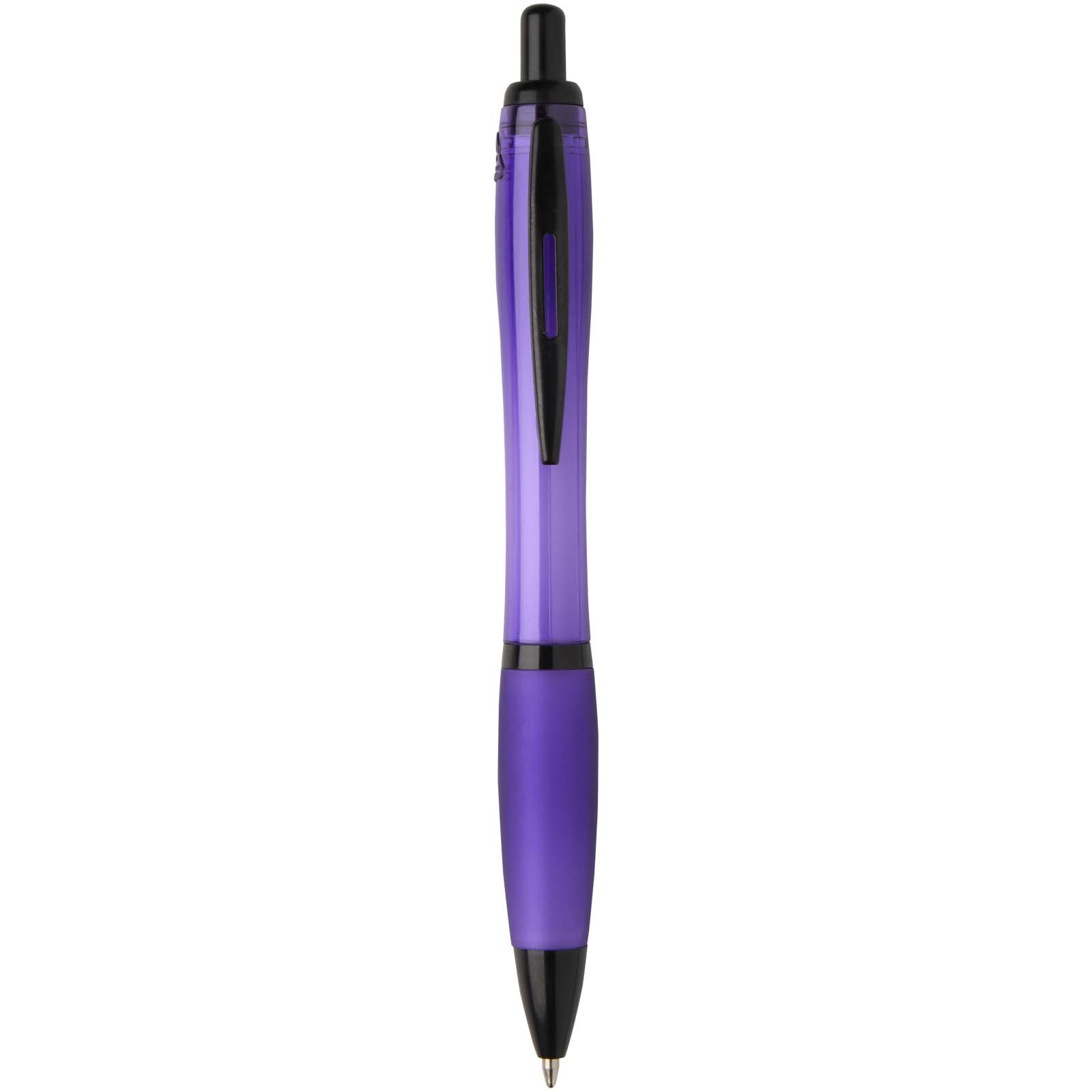 Stylo bille Nash en plastique recyclé avec garnitures noires (encre noire)