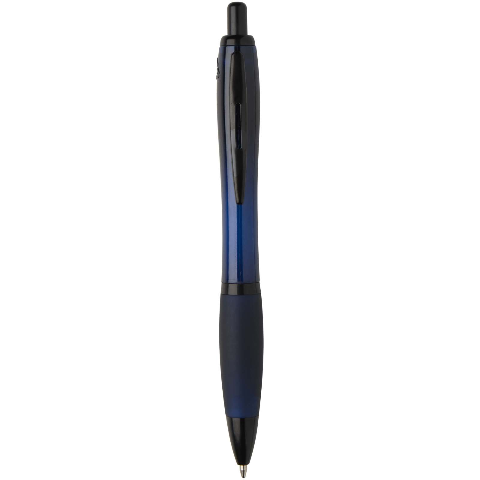 Stylo bille Nash en plastique recyclé avec garnitures noires (encre noire)