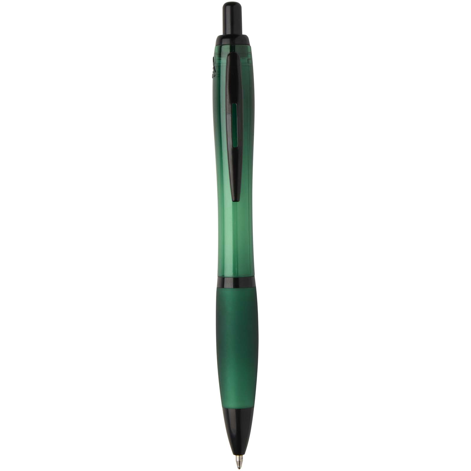 Stylo bille Nash en plastique recyclé avec garnitures noires (encre noire)