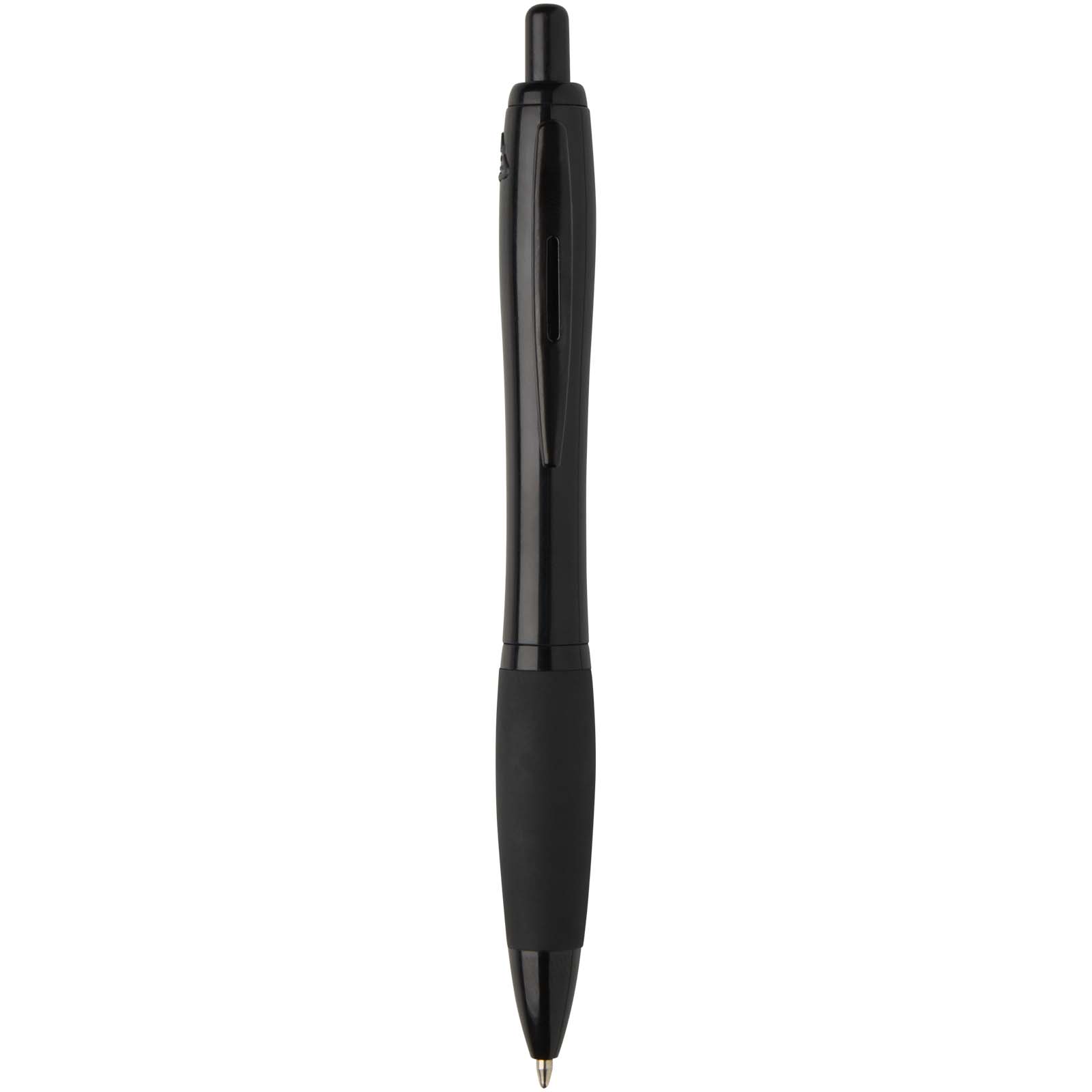 Stylo bille Nash en plastique recyclé avec garnitures noires (encre noire)