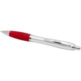Vue 8 de Stylo bille RCS en plastique recyclé avec corps argenté et grip coloré (encre noire) Nash