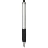 Vue 7 de Stylo bille à stylet en plastique recyclé RCS avec corps coloré et grip noir (encre bleue) Nash