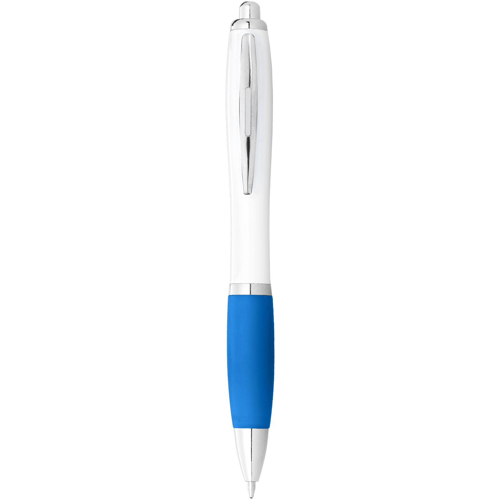 Stylo bille avec corps blanc et grip coloré Nash (encre bleue)
