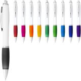 Vue 6 de Stylo bille avec corps blanc et grip coloré Nash (encre bleue)