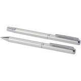 Vue 4 de Ensemble-cadeau stylo bille et stylo roller Lucetto en aluminium recyclé (encre noire)