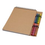 Vue 1 de Carnet de notes à spirales Doodle A5 à couverture souple et set de crayons gras