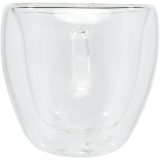 Vue 2 de Tasse Manti 2 pièces en verre à double paroi de 100 ml avec sous-verre en bambou