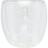 Vue 2 de Tasse Manti 2 pièces en verre à double paroi de 250 ml avec sous-verre en bambou