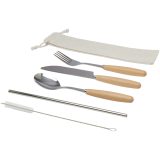Vue 1 de Ensemble de couverts Root 5 pièces en acier inoxydable et bois de hêtre