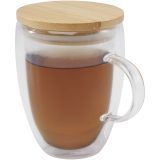 Vue 1 de Tasse en verre Leona de 350 ml avec couvercle en bambou