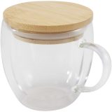 Vue 3 de Tasse en verre Lenora de 250 ml avec couvercle en bambou