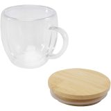 Vue 4 de Tasse en verre Lenora de 250 ml avec couvercle en bambou