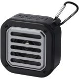 Vue 1 de Haut-parleur solaire Bluetooth® Solo de 3 W IPX5 en plastique recyclé certifié RCS avec mousqueton