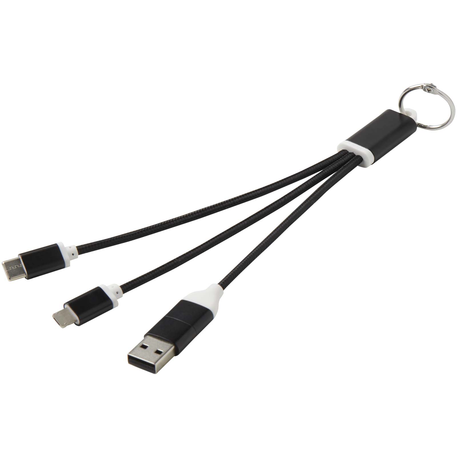 Câble de charge 4-en-1 Metal en aluminium recyclé avec porte-clés