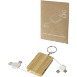 Vue 4 de Câble de chargement Reel porte-clés en bambou rétractable 6-en-1