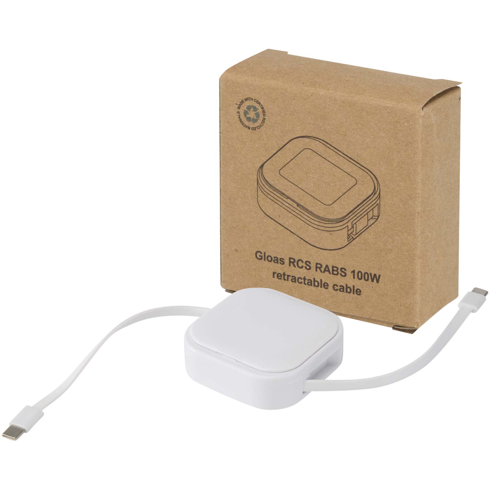 Câble rétractable 5 en 1 Gloas en matériaux recyclés pour synchronisation de données et charge rapide de 100 W avec kit d’out