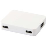 Vue 1 de Hub USB 4 ports Gaia avec sortie USB-A et Type-C et double entrée - fabriqué en plastique recyclé