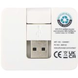 Vue 3 de Hub USB 4 ports Gaia avec sortie USB-A et Type-C et double entrée - fabriqué en plastique recyclé