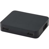 Vue 5 de Hub USB 4 ports Gaia avec sortie USB-A et Type-C et double entrée - fabriqué en plastique recyclé