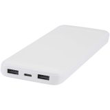 Vue 4 de Batterie de secours Adhil de 10 000 mAh et 10 W en plastique recyclé avec 2 câbles intégrés