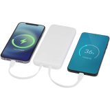 Vue 5 de Batterie de secours Adhil de 10 000 mAh et 10 W en plastique recyclé avec 2 câbles intégrés