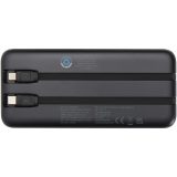 Vue 10 de Batterie de secours Adhil de 10 000 mAh et 10 W en plastique recyclé avec 2 câbles intégrés
