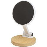 Vue 3 de Support de téléphone Alcor magnétique et pliable en plastique recyclé avec détails en bambou