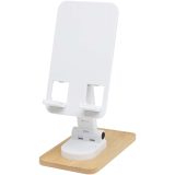 Vue 3 de Support de téléphone de bureau Alfirk pliable en plastique recyclé avec détails en bambou