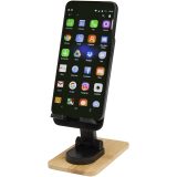 Vue 4 de Support de téléphone de bureau Alfirk pliable en plastique recyclé avec détails en bambou