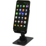Vue 4 de Support de téléphone Alhena pliable en plastique recyclé avec support de bureau en métal