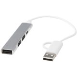 Vue 1 de Hub USB-A et Type-C Alkaid à 4 ports en aluminium recyclé avec double entrée