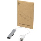Vue 4 de Hub USB-A et Type-C Alkaid à 4 ports en aluminium recyclé avec double entrée