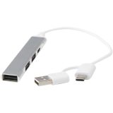 Vue 5 de Hub USB-A et Type-C Alkaid à 4 ports en aluminium recyclé avec double entrée