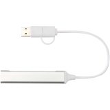Vue 2 de Hub USB-A et Type-C Alkaid à 4 ports en aluminium recyclé avec double entrée