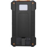 Vue 3 de Batterie de secours solaire Altair robuste de 5 000 mAh et 10 W en plastique recyclé avec lampe de poche intégrée