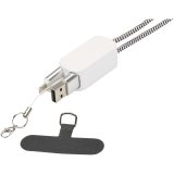 Vue 4 de Tour de cou pour smartphone Anser en plastique recyclé avec câble intégré 5 en 1 de 27 W