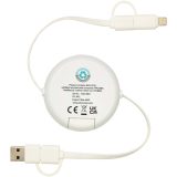 Vue 3 de Câble rétractable 5 en 1 Chechia de 100 cm en plastique recyclé pour la synchronisation des données et la charge rapide de 45