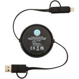 Vue 10 de Câble rétractable 5 en 1 Chechia de 100 cm en plastique recyclé pour la synchronisation des données et la charge rapide de 45