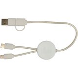 Vue 3 de Câble 5 en 1 Chechia en plastique recyclé de 30 cm pour la synchronisation des données et la charge rapide de 27 W avec détai
