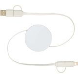 Vue 3 de Câble rétractable 5 en 1 Citala en plastique recyclé de 90 cm pour la synchronisation des données et la charge rapide de 40 W