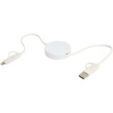 Vue 4 de Câble rétractable 5 en 1 Citala en plastique recyclé de 90 cm pour la synchronisation des données et la charge rapide de 40 W