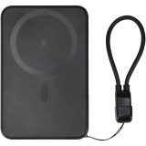 Vue 3 de Batterie externe magnétique SMART de 5 000 mAh en plastique recyclé avec cordon