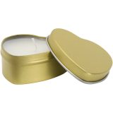 Vue 5 de Bougie Blissful en boîte métal en forme de cœur et senteur vanille
