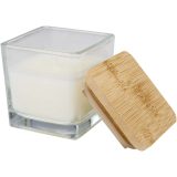 Vue 1 de Bougie carrée Ambra en verre avec couvercle en bambou