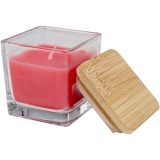 Vue 6 de Bougie carrée Ambra en verre avec couvercle en bambou
