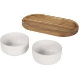 Vue 3 de Ensemble plateau en bois et bols de service en céramique Noa