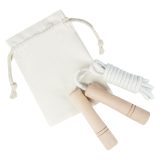 Vue 3 de Corde à sauter Denise en bois dans une pochette en coton