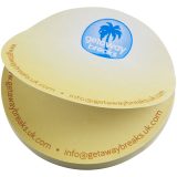 Vue 3 de Post-its recyclés Sticky-Mate® en forme de cercle