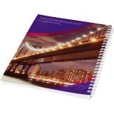 Vue 3 de Carnet de notes à spirales A4 Desk-Mate® avec couverture arrière imprimée